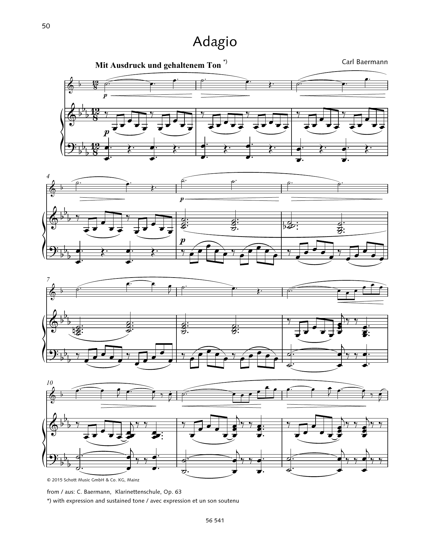 Carl Baermann Adagio Sheet Music