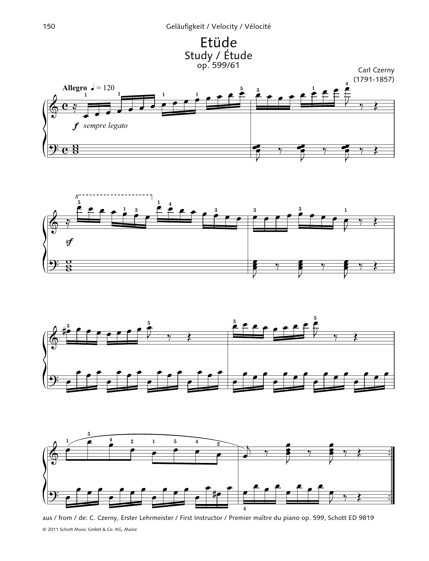 Carl Czerny Study Sheet Music