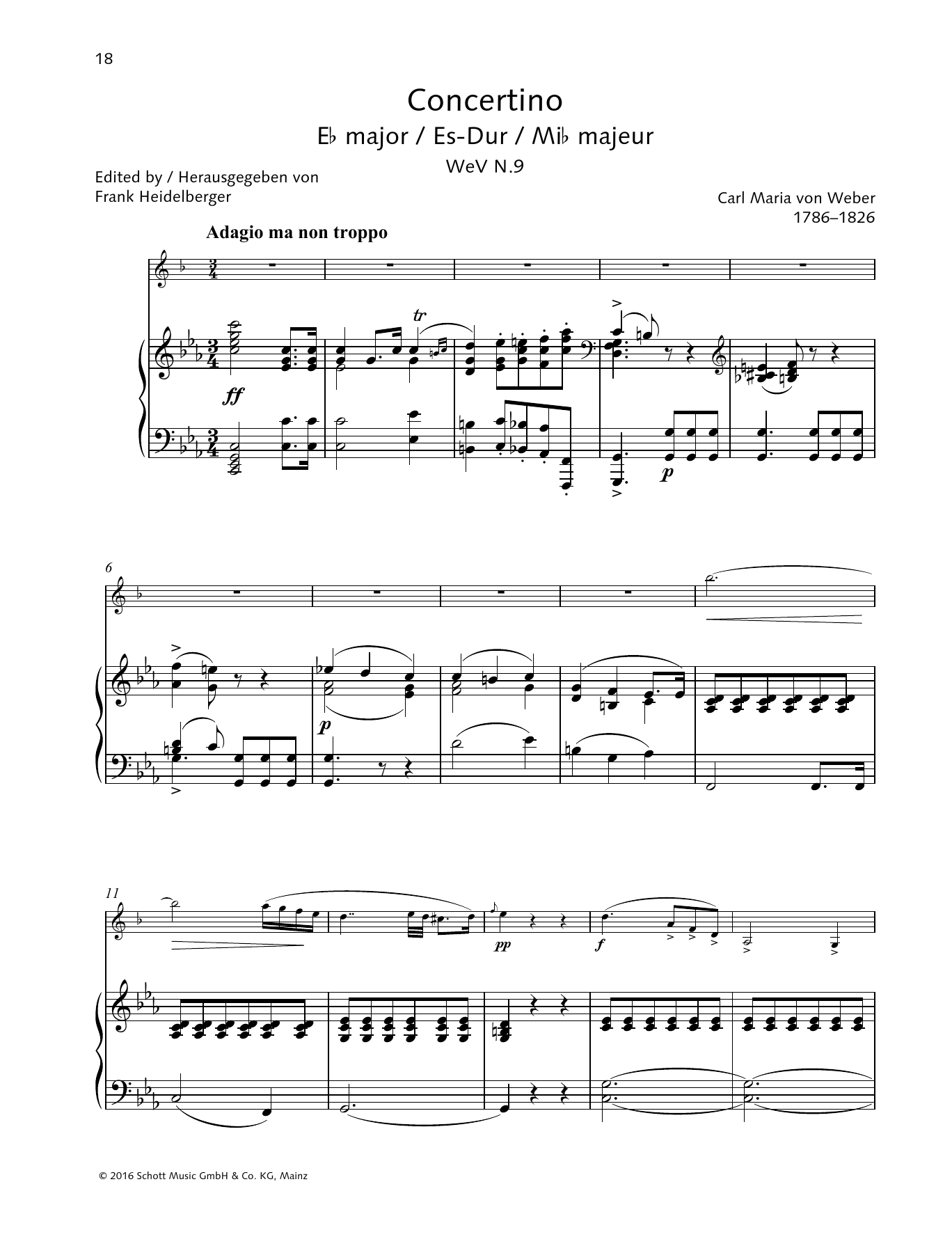 Carl Maria von Weber Concertino E-flat major Sheet Music