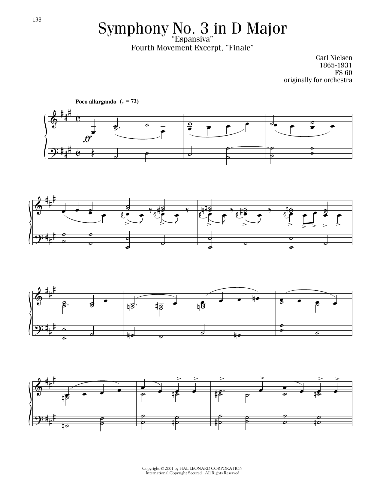 Carl Nielsen Symphony No. 3 In D Major (Espansiva), 4th Movement Sheet Music