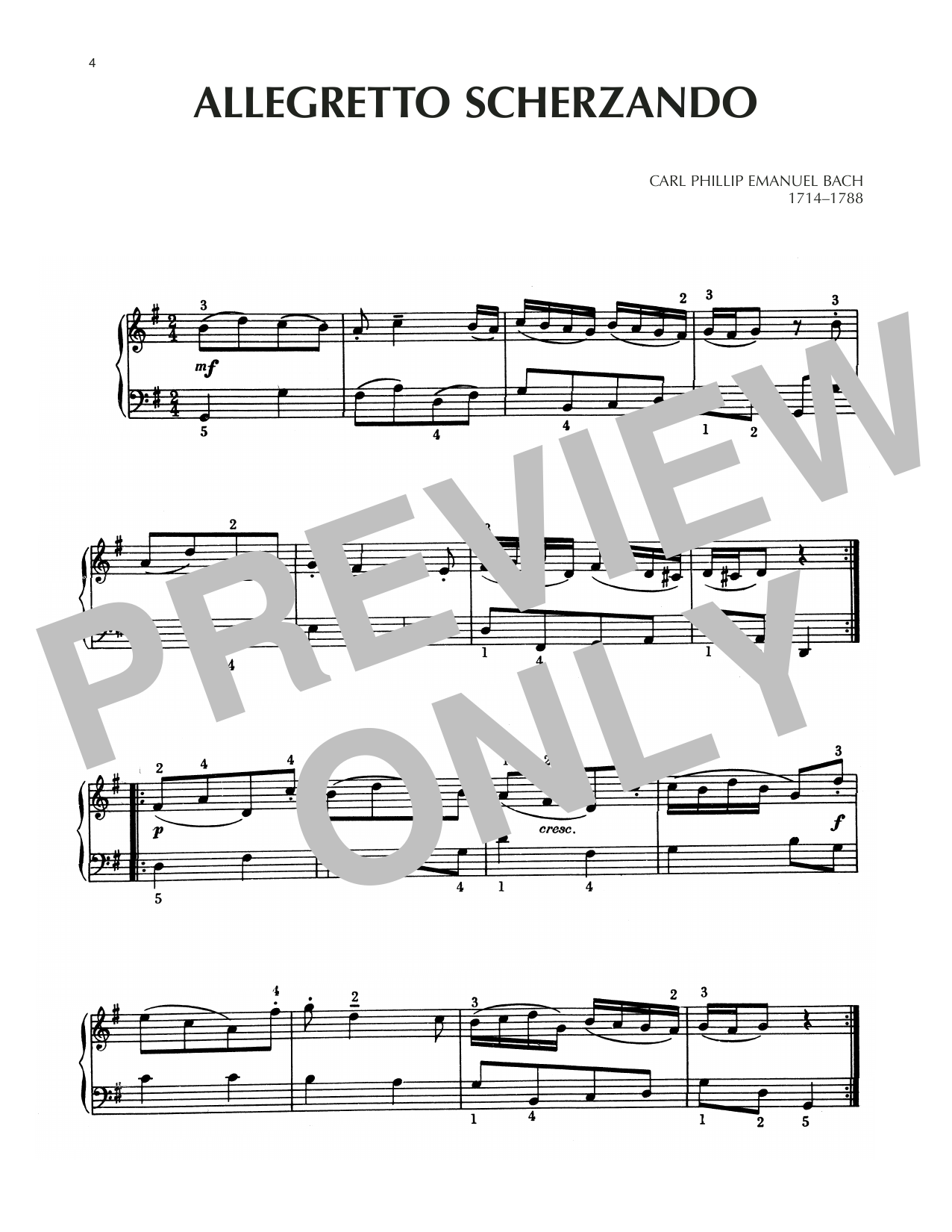 Carl Philipp Emanuel Bach Allegretto Scherzando Sheet Music