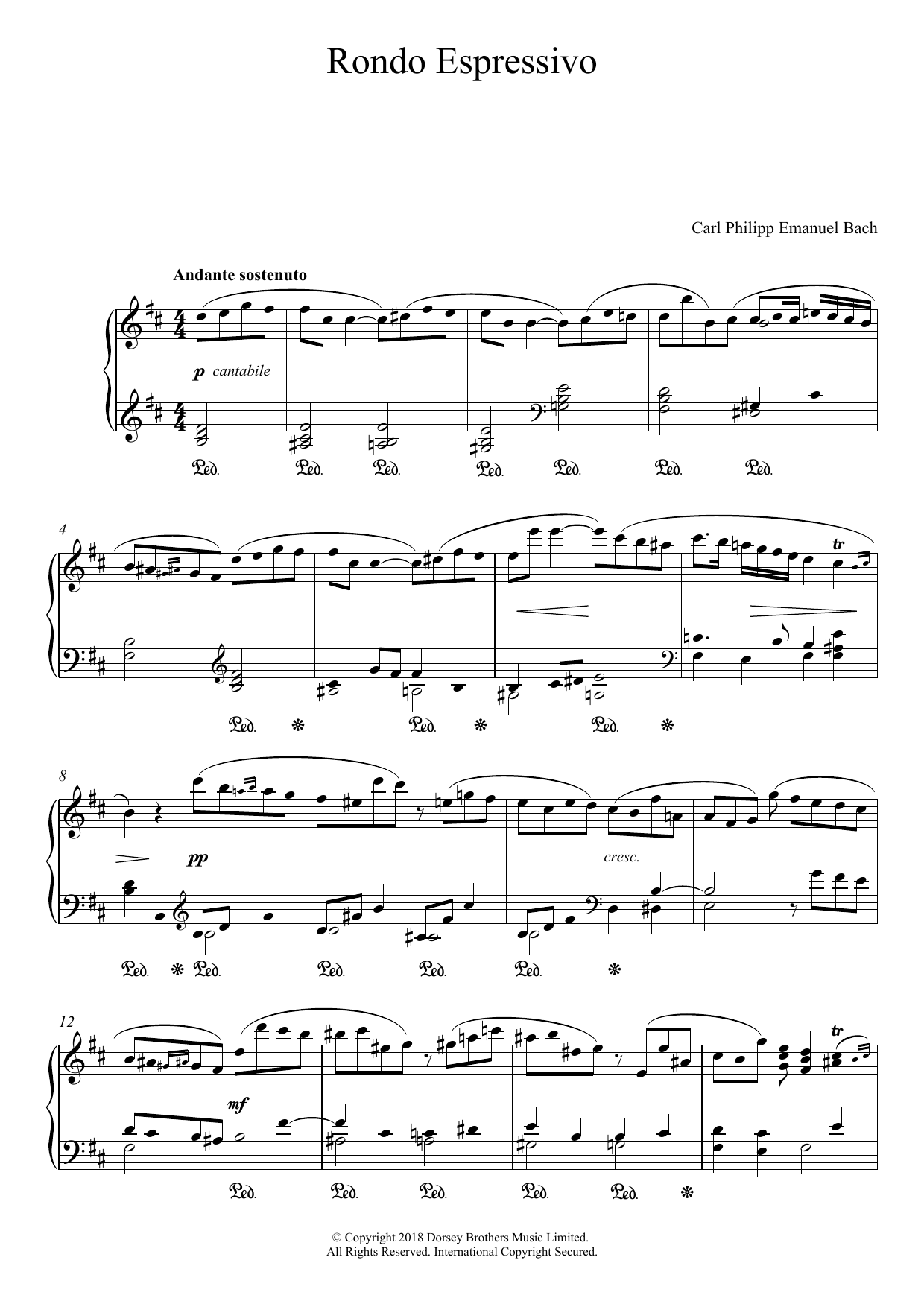 Carl Philipp Emanuel Bach Rondo Espressivo Sheet Music