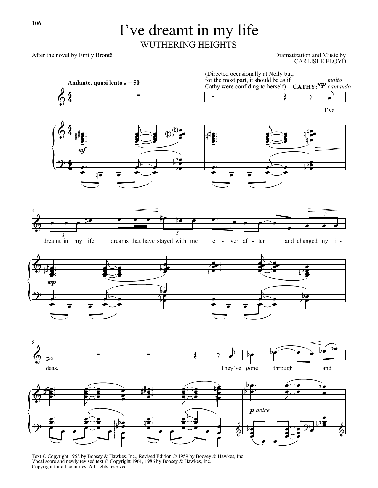 Carlisle Floyd I've dreamt in my life (from Wuthering Heights) Sheet Music