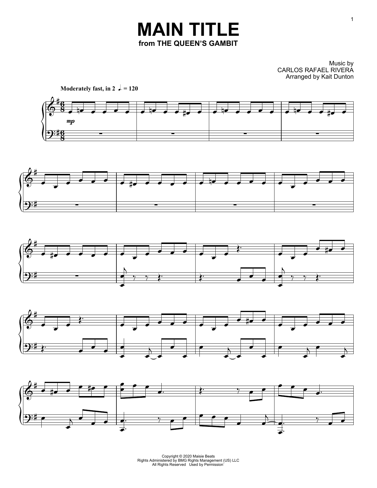 Carlos Rafael Rivera Main Title (from The Queen's Gambit) Sheet Music