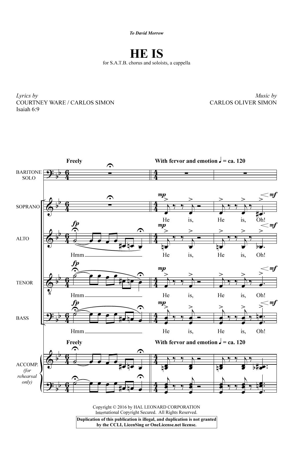 Carlos Simon He Is Sheet Music
