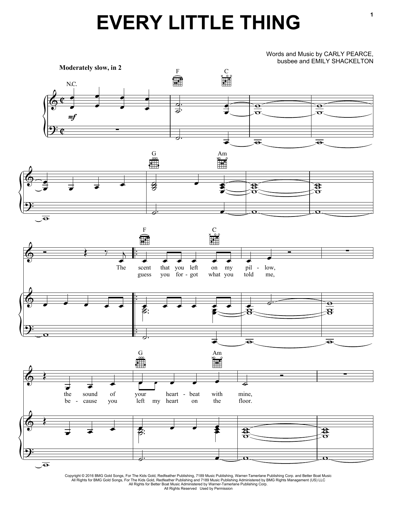 Carly Pearce Every Little Thing Sheet Music
