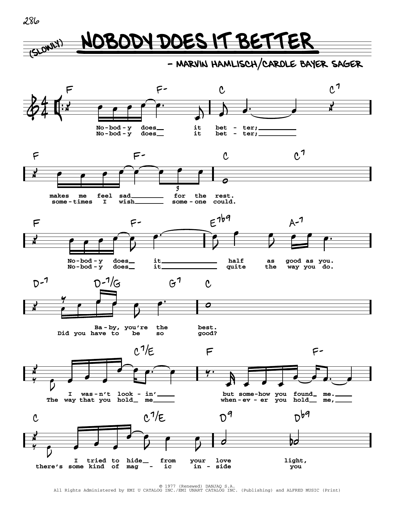 Carly Simon Nobody Does It Better (High Voice) Sheet Music