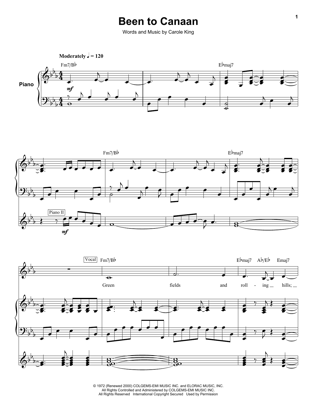 Carole King Been To Canaan Sheet Music