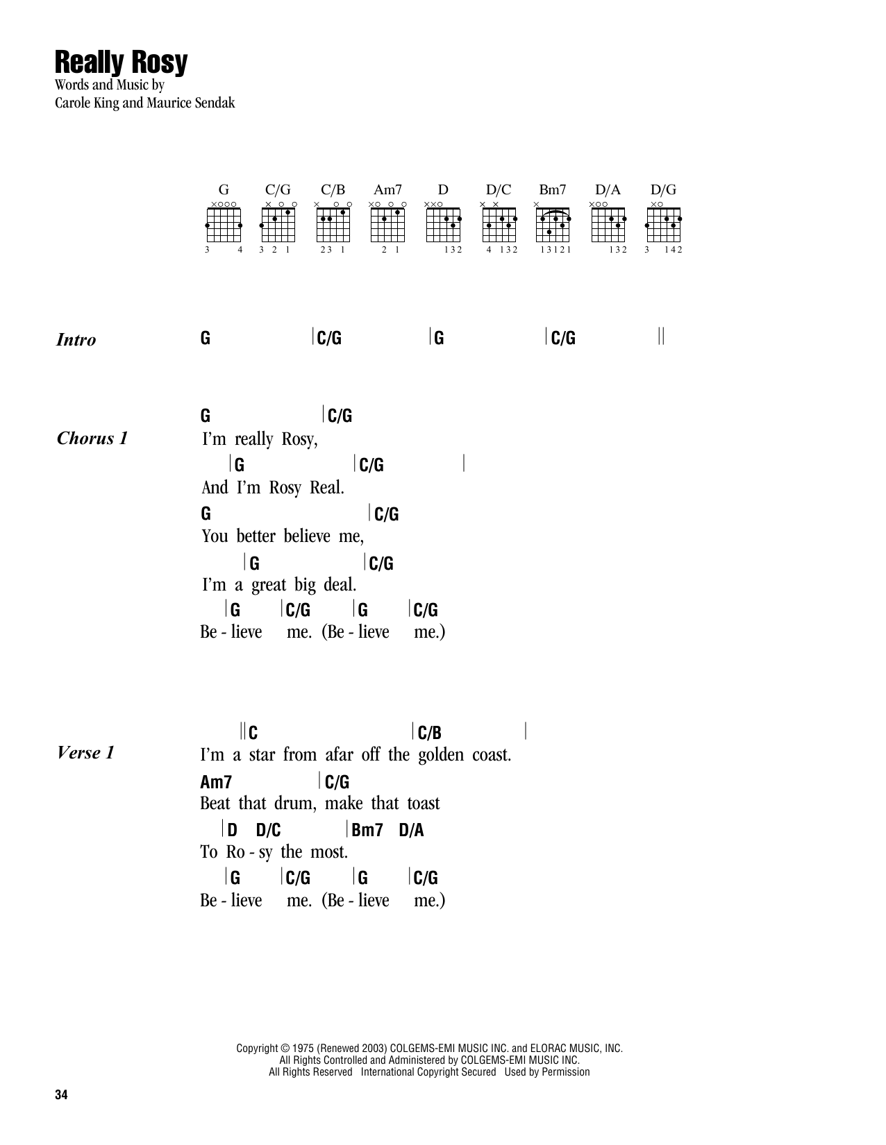 Carole King Really Rosy Sheet Music