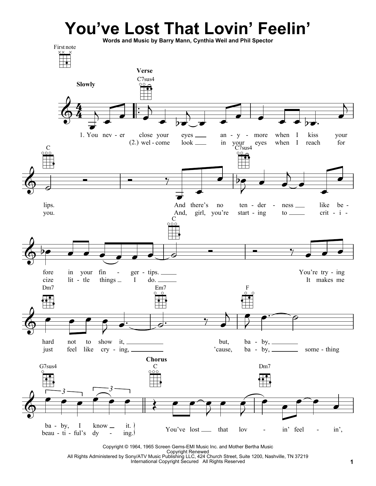 Carole King You've Lost That Lovin' Feelin' Sheet Music