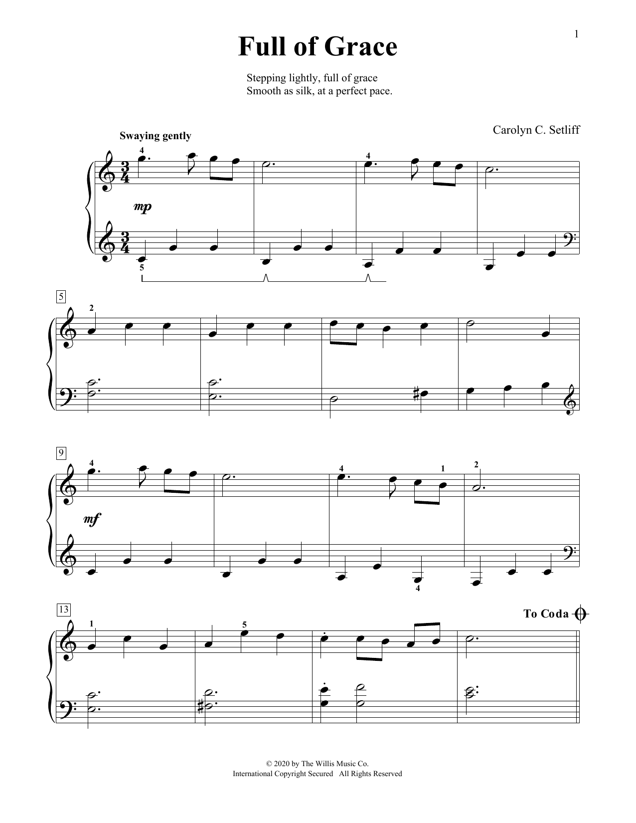 Carolyn C. Setliff Full Of Grace Sheet Music