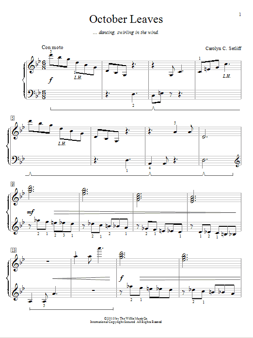 Carolyn C. Setliff October Leaves Sheet Music