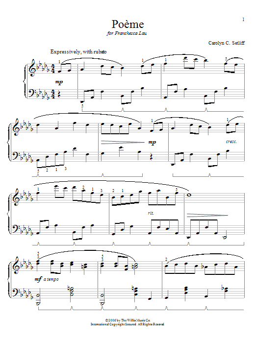 Carolyn C. Setliff Poeme Sheet Music