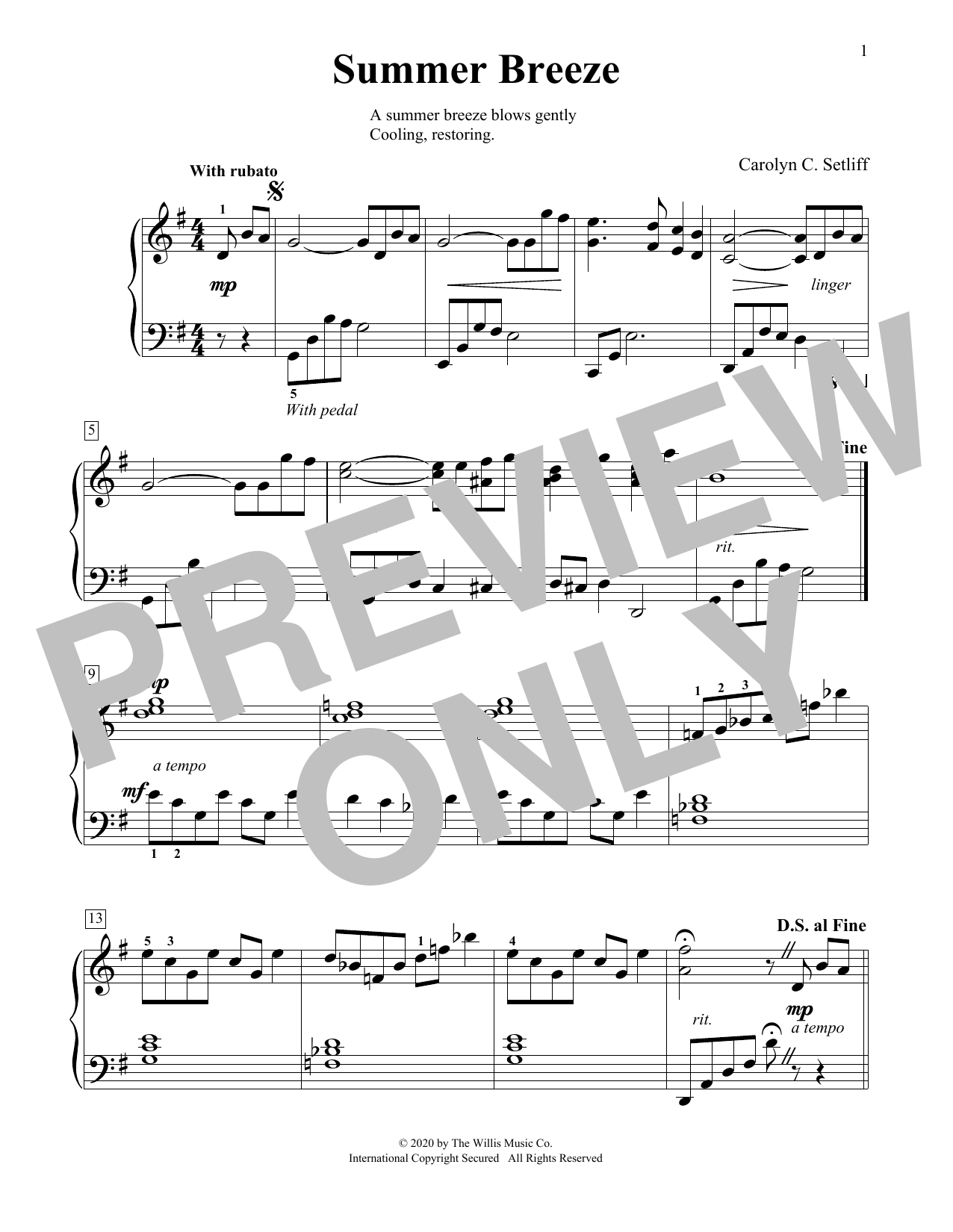 Carolyn C. Setliff Summer Breeze Sheet Music