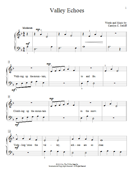 Carolyn C. Setliff Valley Echoes Sheet Music