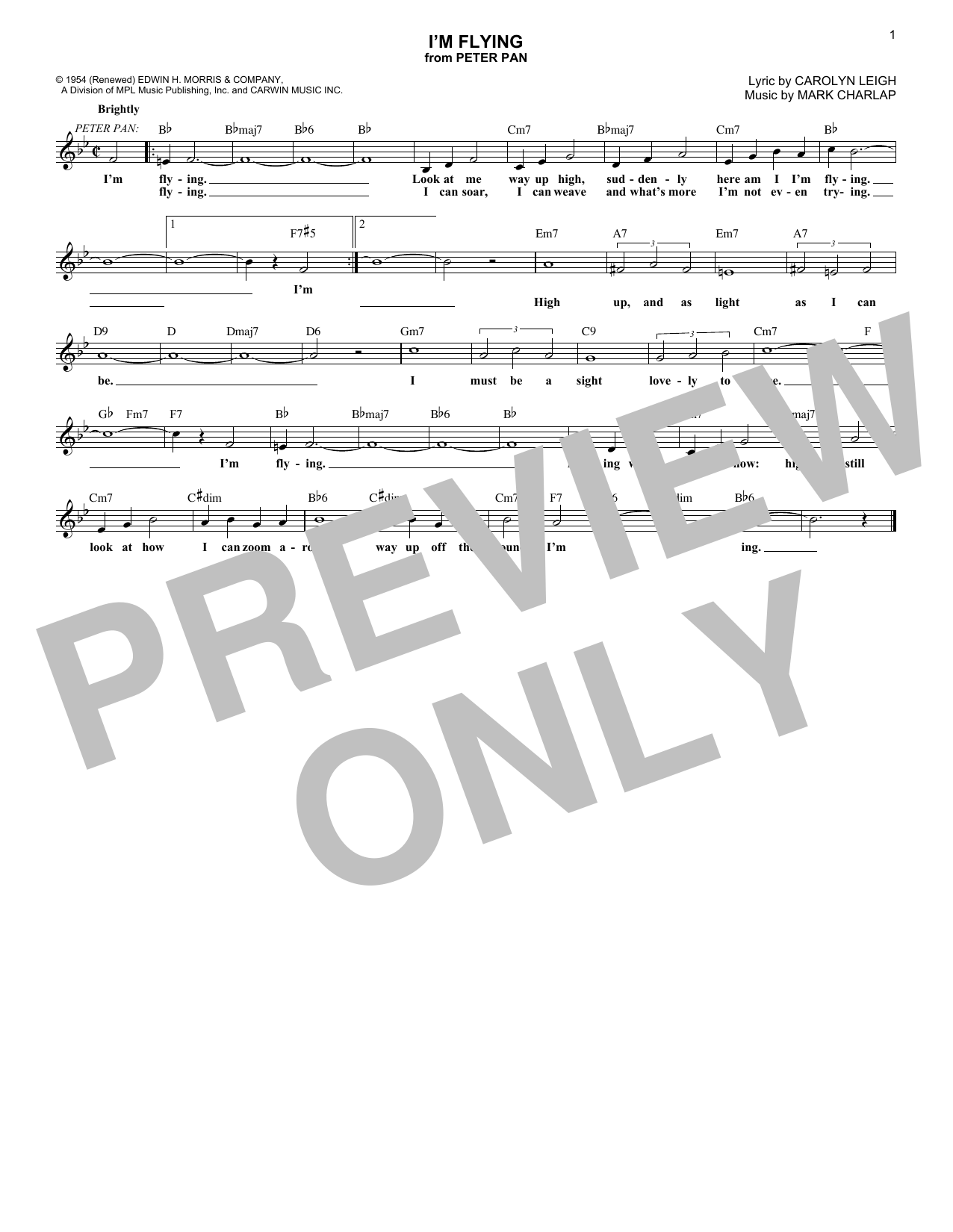Carolyn Leigh I'm Flying Sheet Music