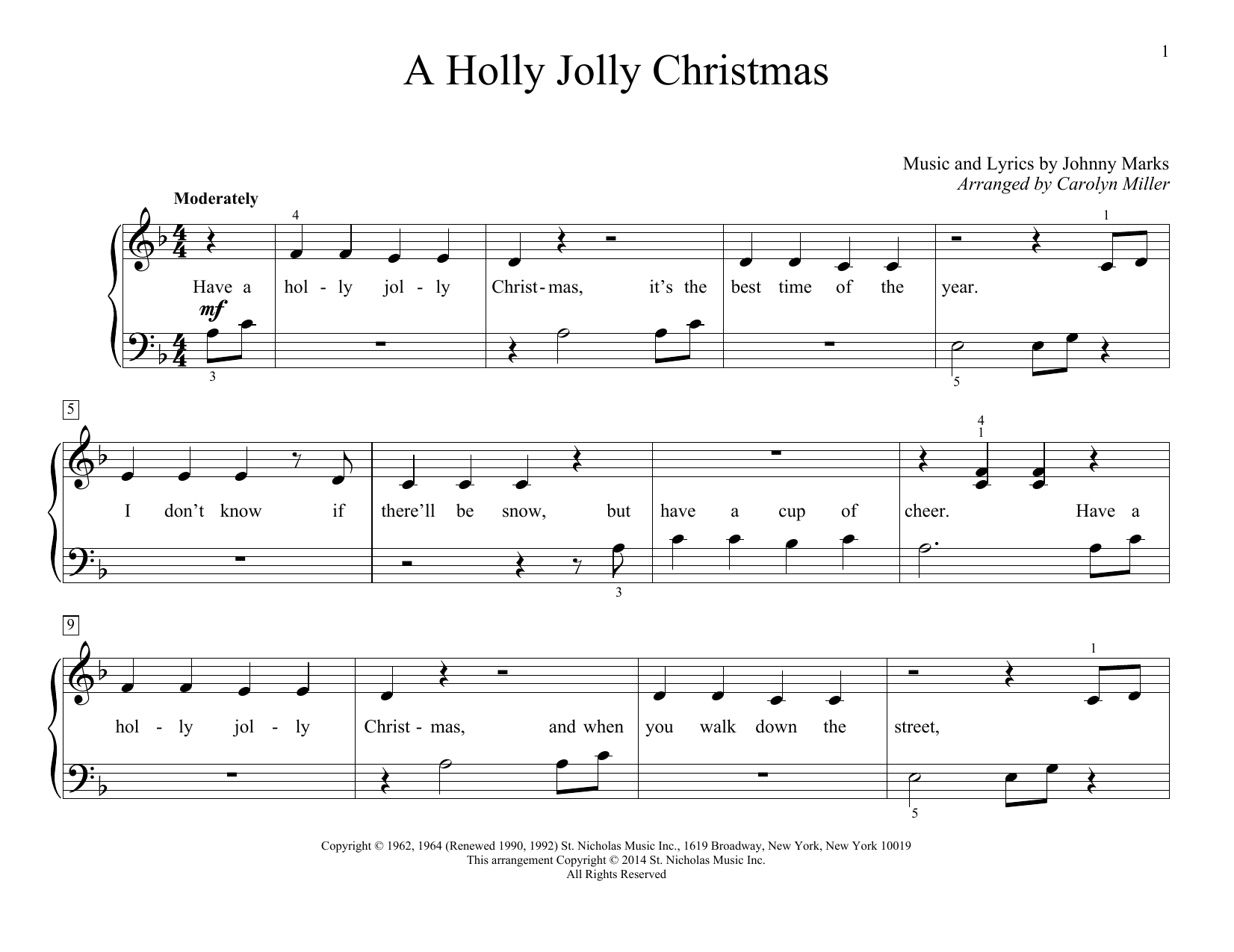 Carolyn Miller A Holly Jolly Christmas Sheet Music