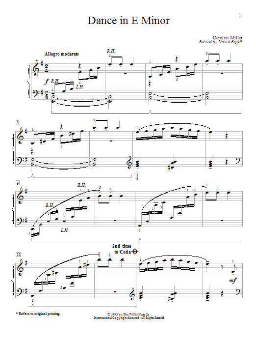 Carolyn Miller Dance In E Minor Sheet Music
