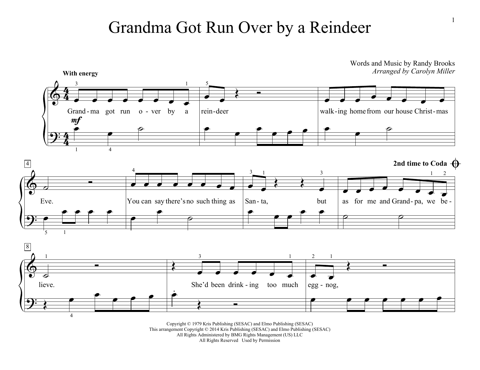 Carolyn Miller Grandma Got Run Over By A Reindeer Sheet Music