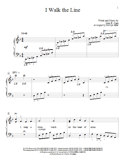 Carolyn Miller I Walk The Line Sheet Music