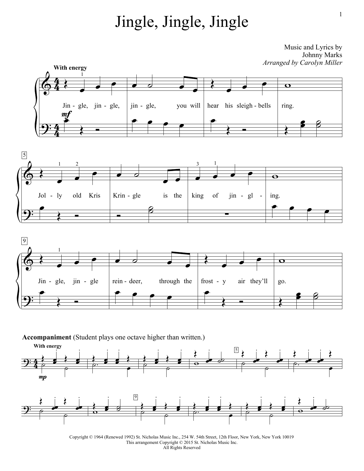 Carolyn Miller Jingle, Jingle, Jingle Sheet Music