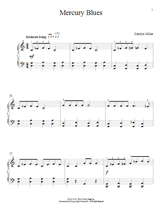 Carolyn Miller Mercury Blues Sheet Music