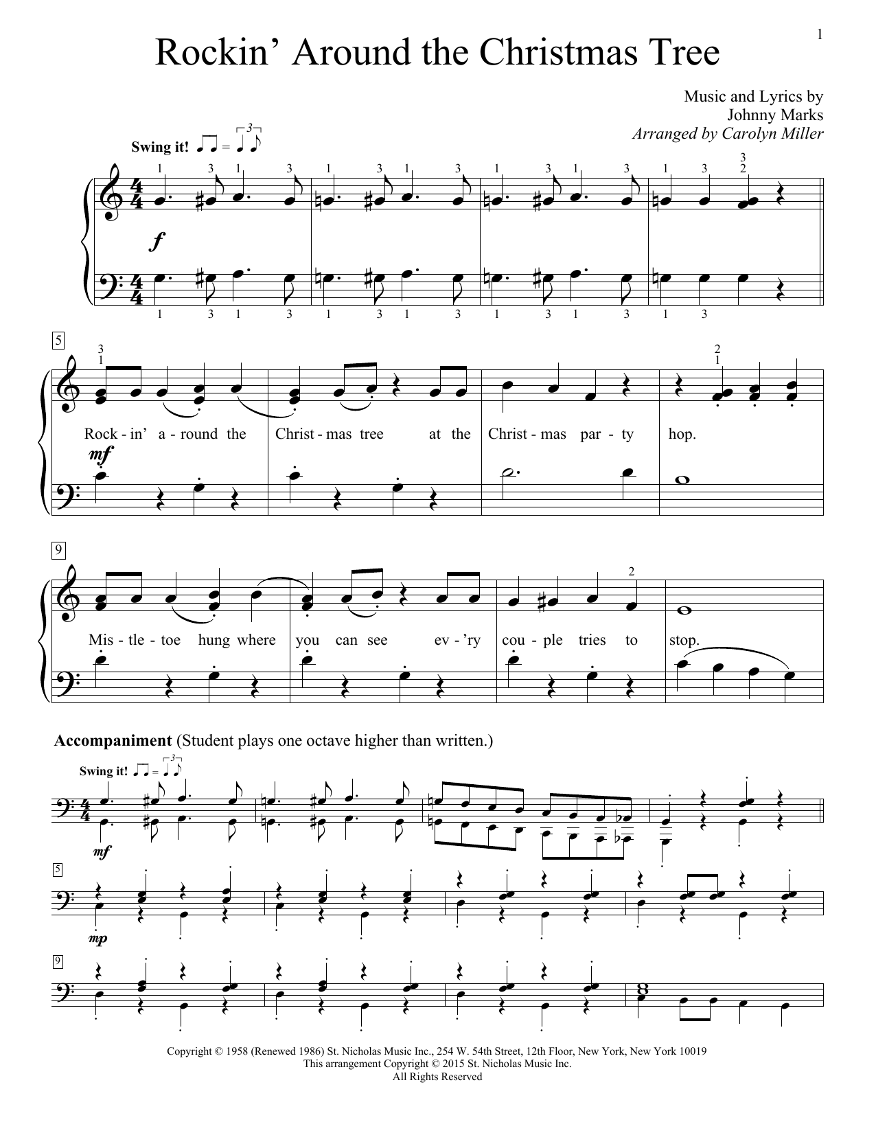 Carolyn Miller Rockin' Around The Christmas Tree Sheet Music