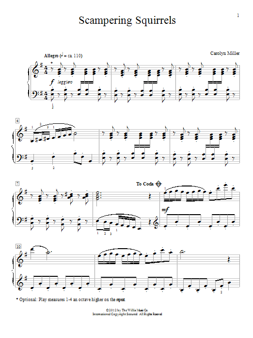 Carolyn Miller Scampering Squirrels Sheet Music