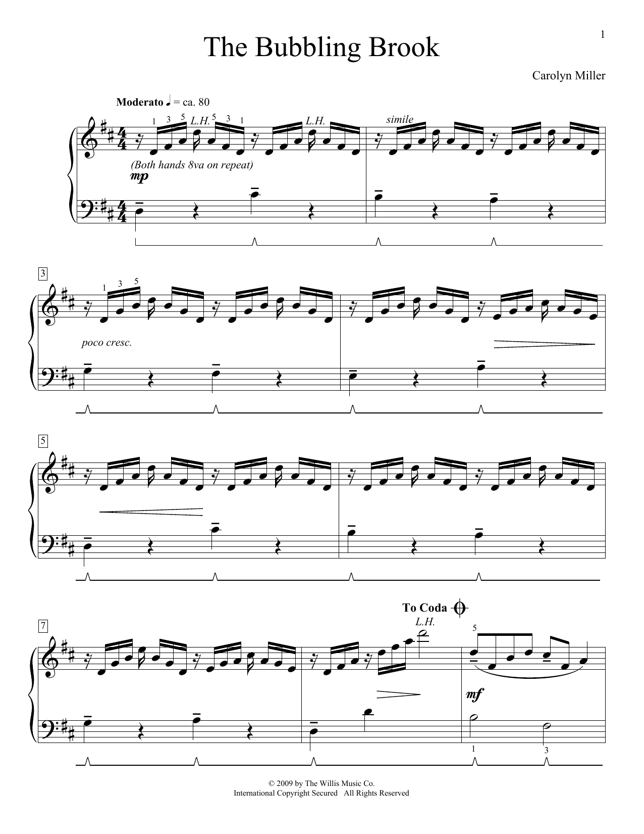 Carolyn Miller The Bubbling Brook Sheet Music
