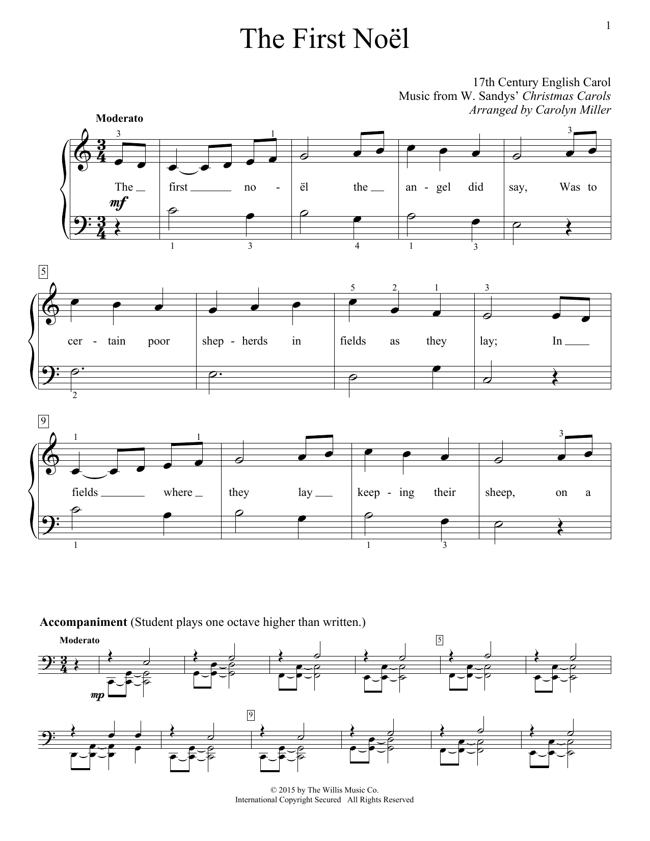 Carolyn Miller The First Noel Sheet Music