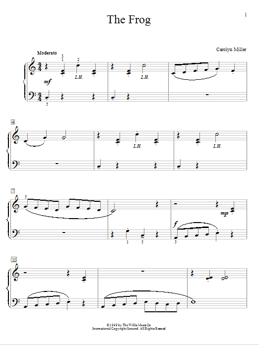 Carolyn Miller The Frog Sheet Music