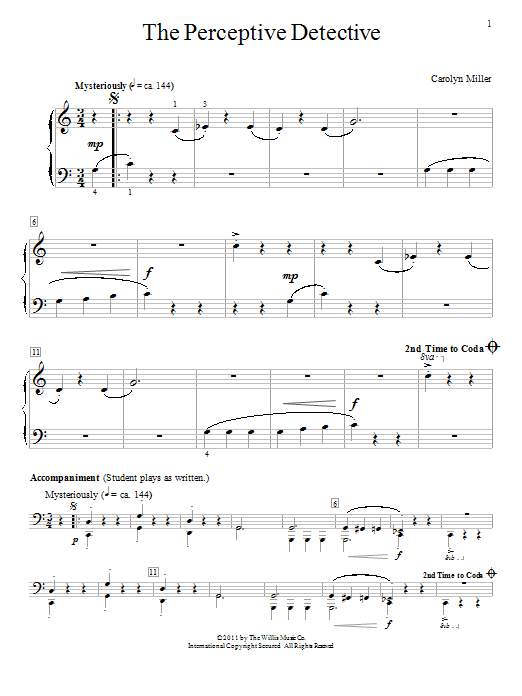 Carolyn Miller The Perceptive Detective Sheet Music