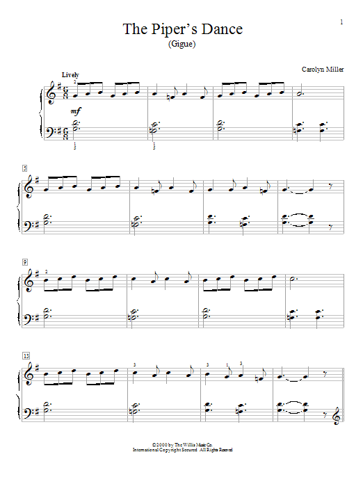 Carolyn Miller The Piper's Dance (Gigue) Sheet Music