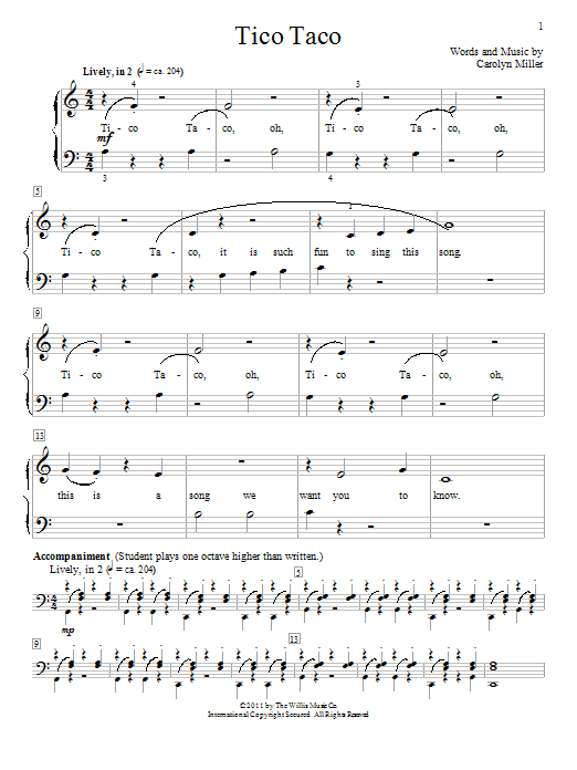 Carolyn Miller Tico Taco Sheet Music