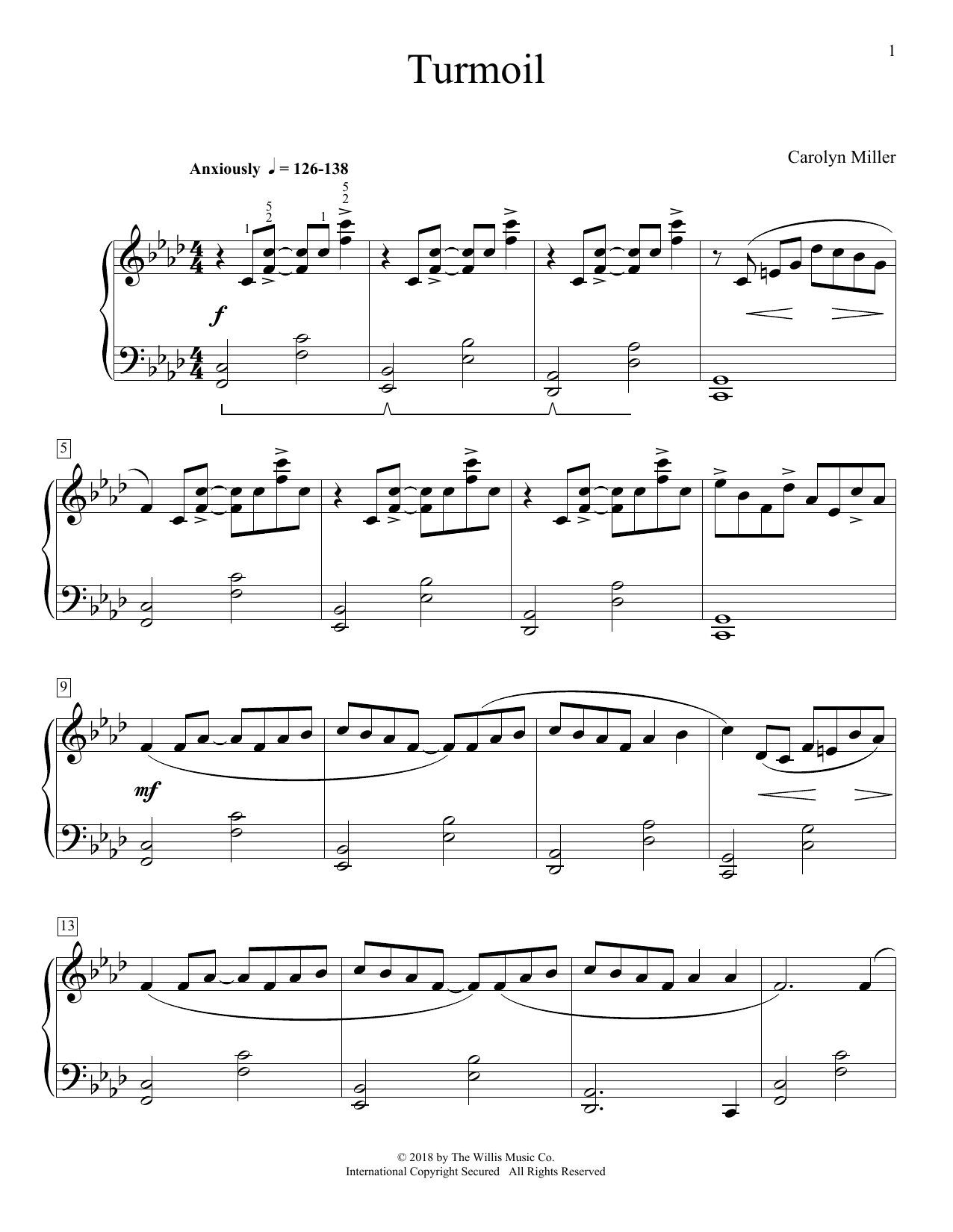 Carolyn Miller Turmoil Sheet Music
