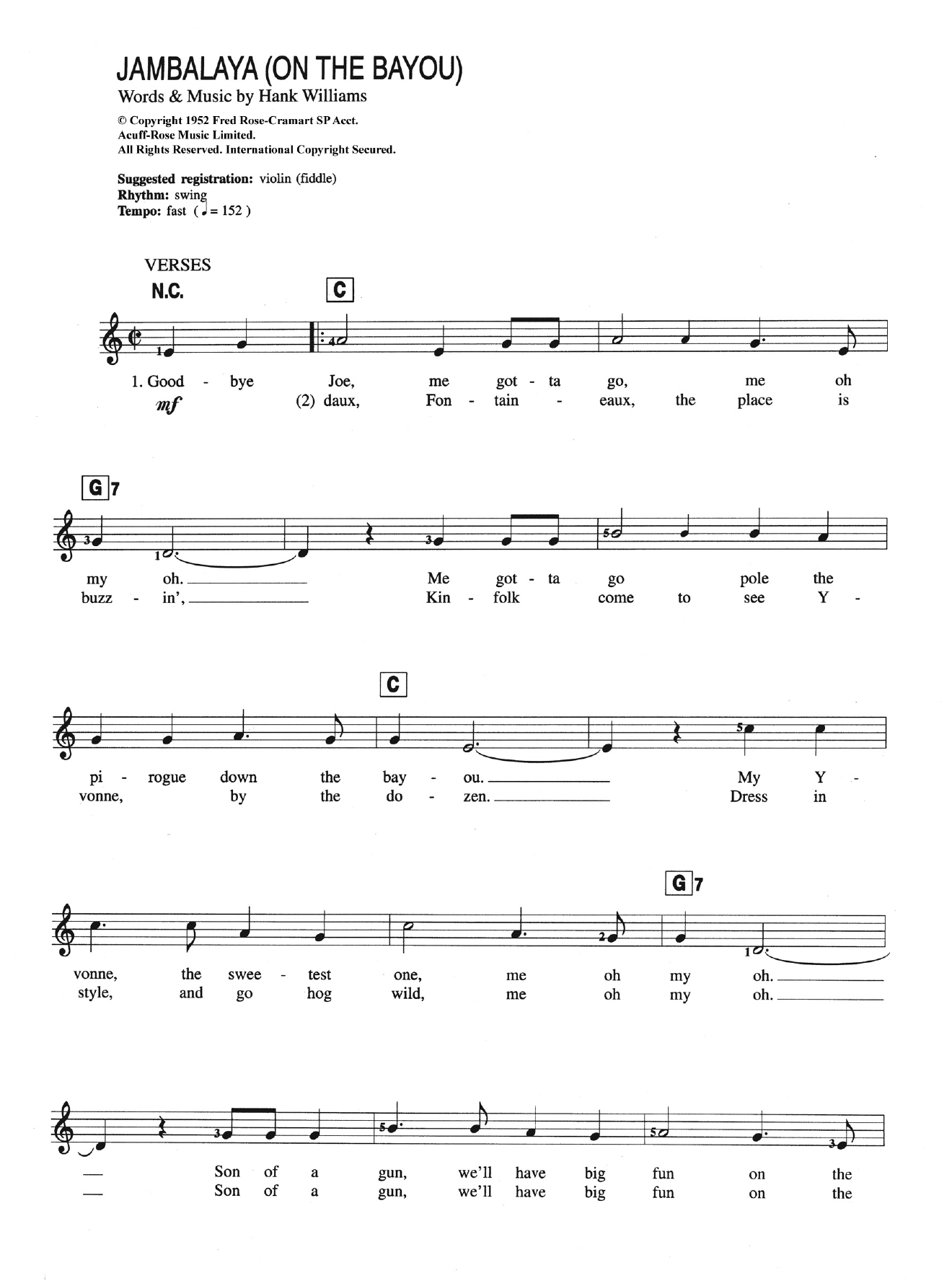 Carpenters Jambalaya (On The Bayou) Sheet Music