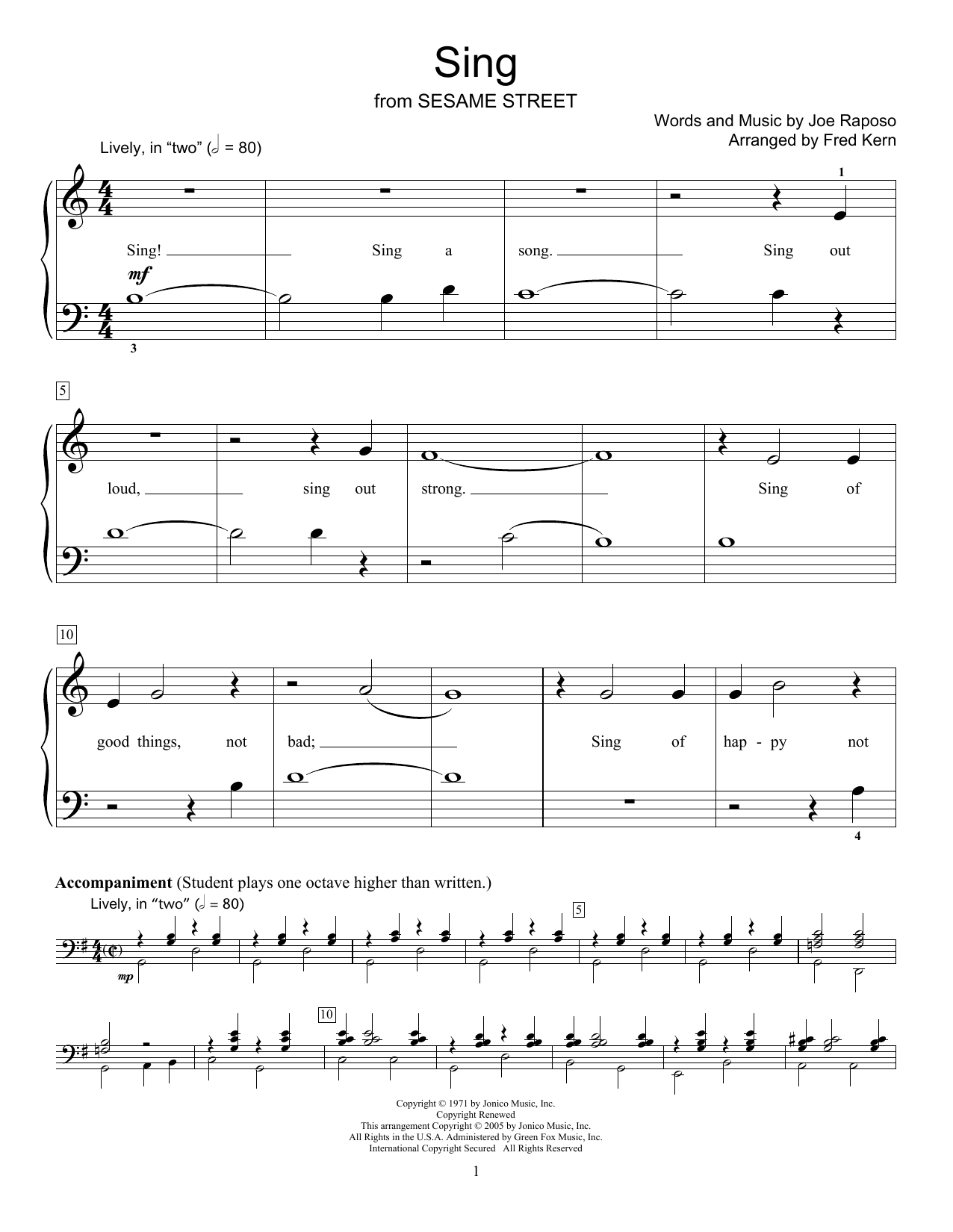 Carpenters Sing (from Sesame Street) (arr. Fred Kern) Sheet Music