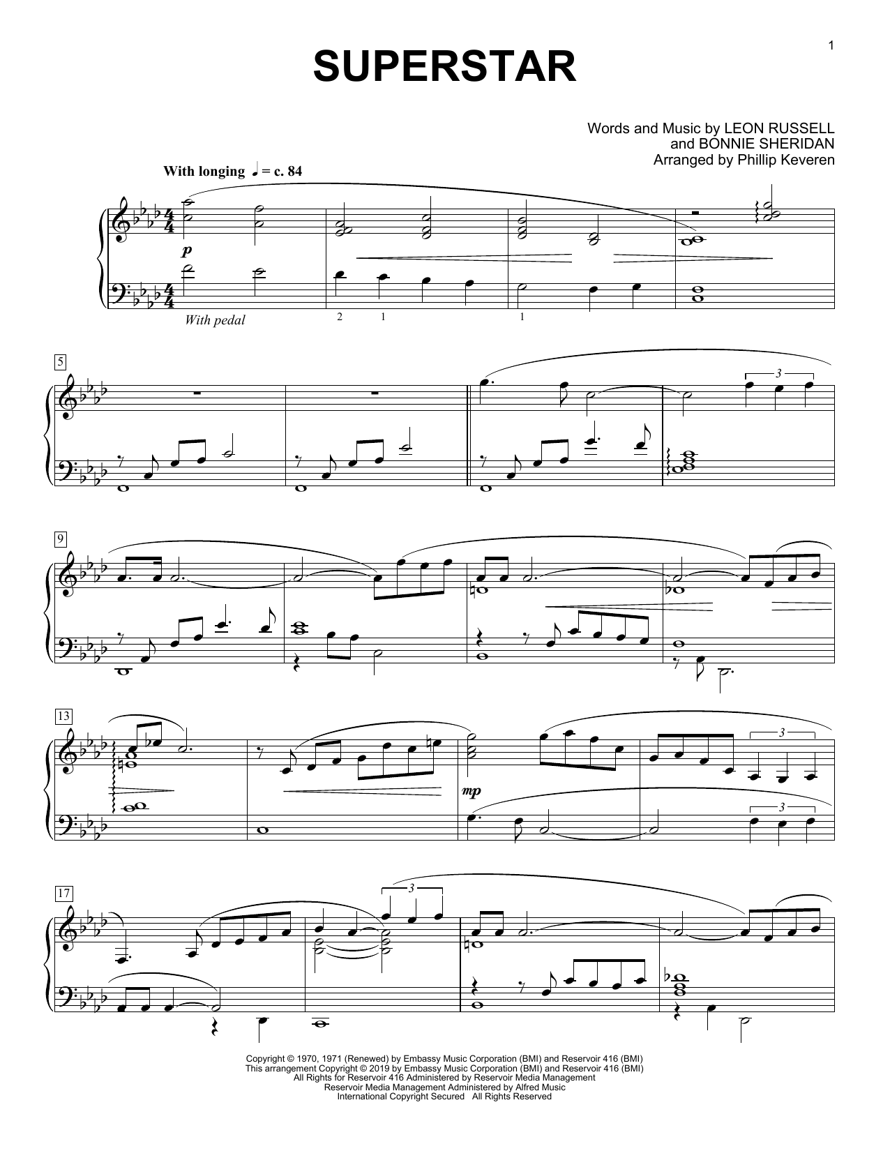 Carpenters Superstar (arr. Phillip Keveren) Sheet Music