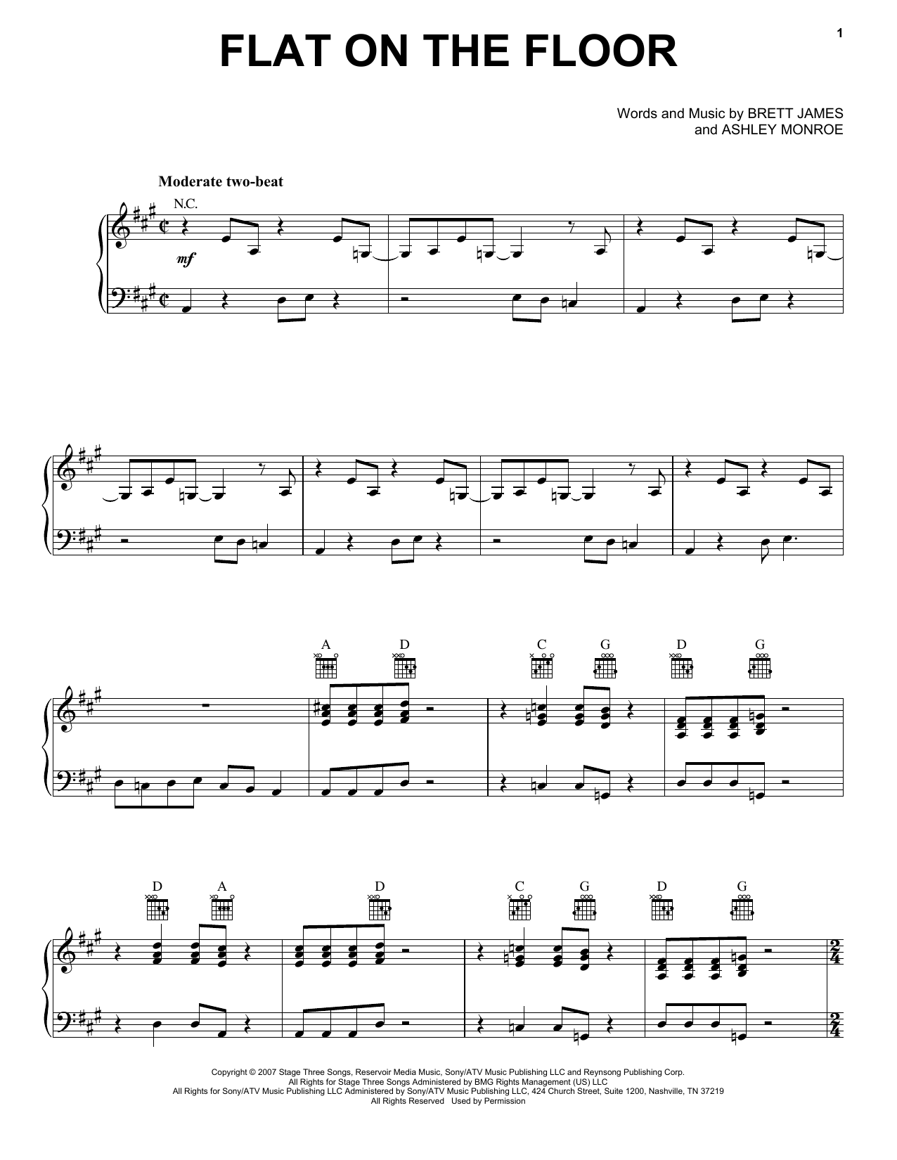Carrie Underwood Flat On The Floor Sheet Music