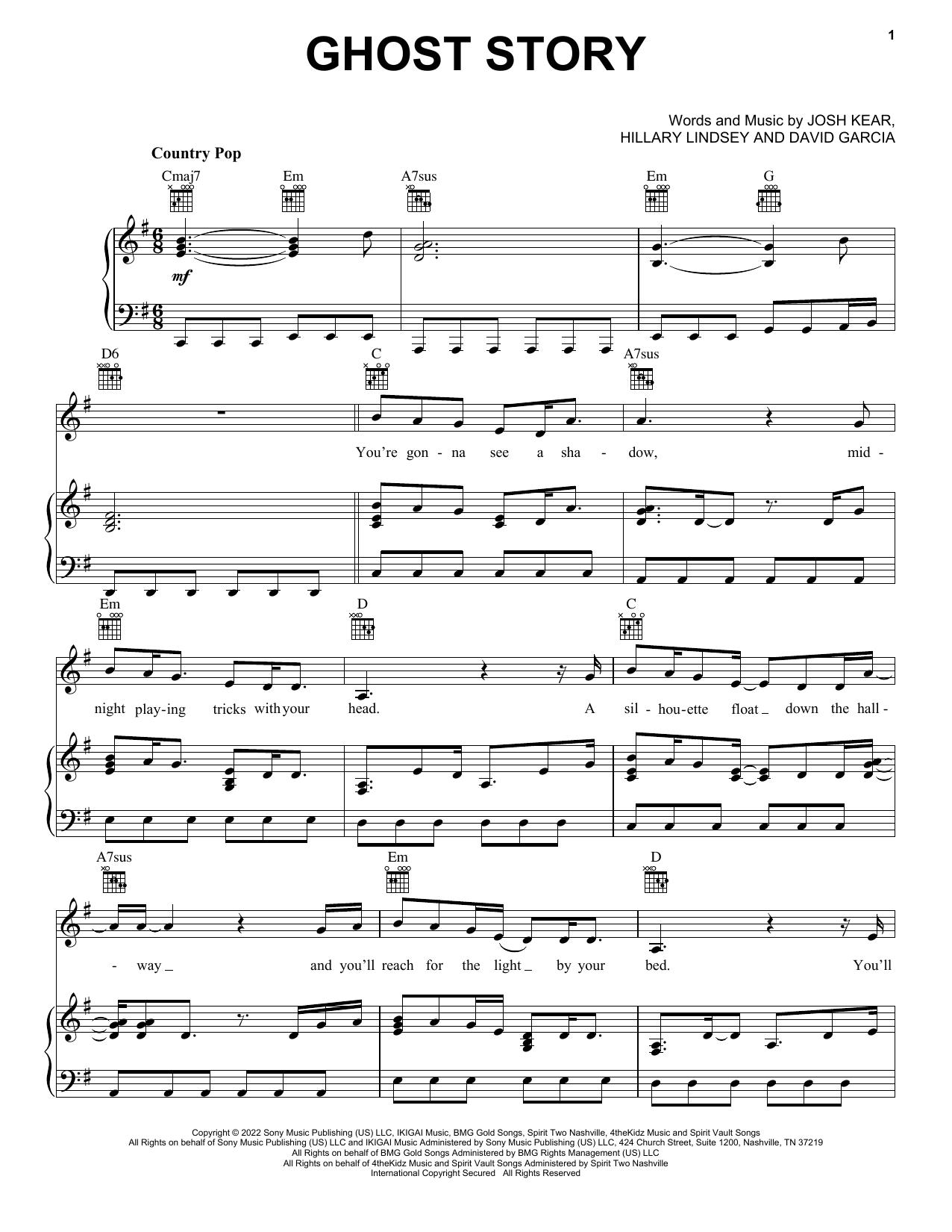 Carrie Underwood Ghost Story Sheet Music