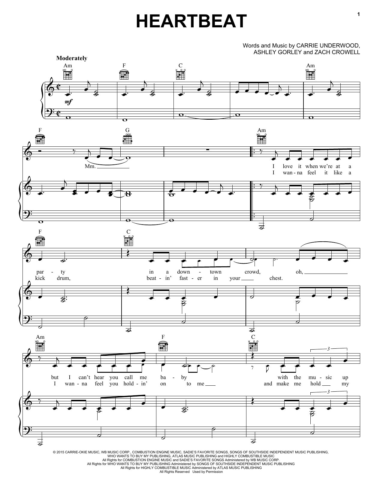 Carrie Underwood Heartbeat Sheet Music