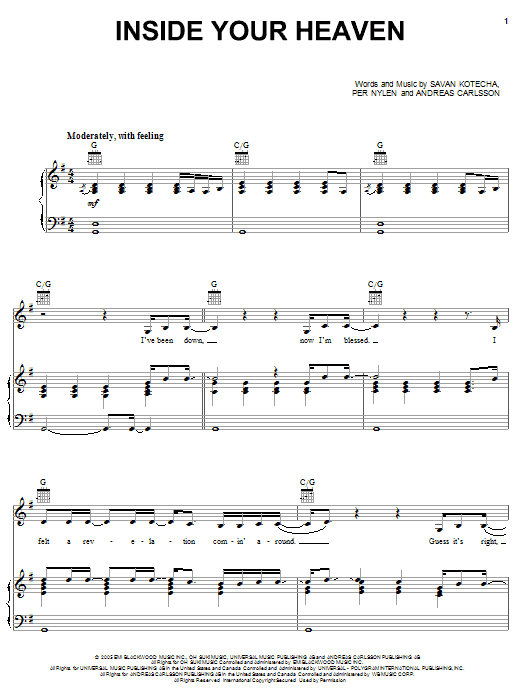Carrie Underwood Inside Your Heaven Sheet Music
