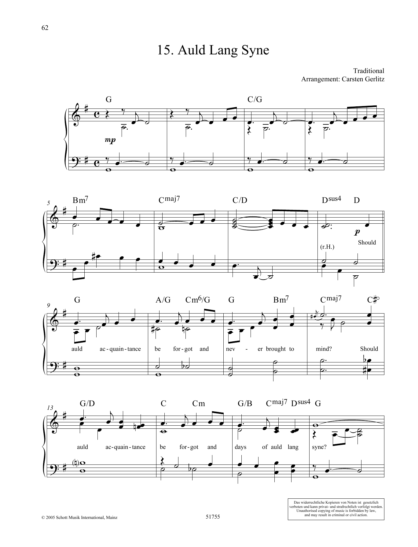 Carsten Gerlitz Auld Lang Syne Sheet Music