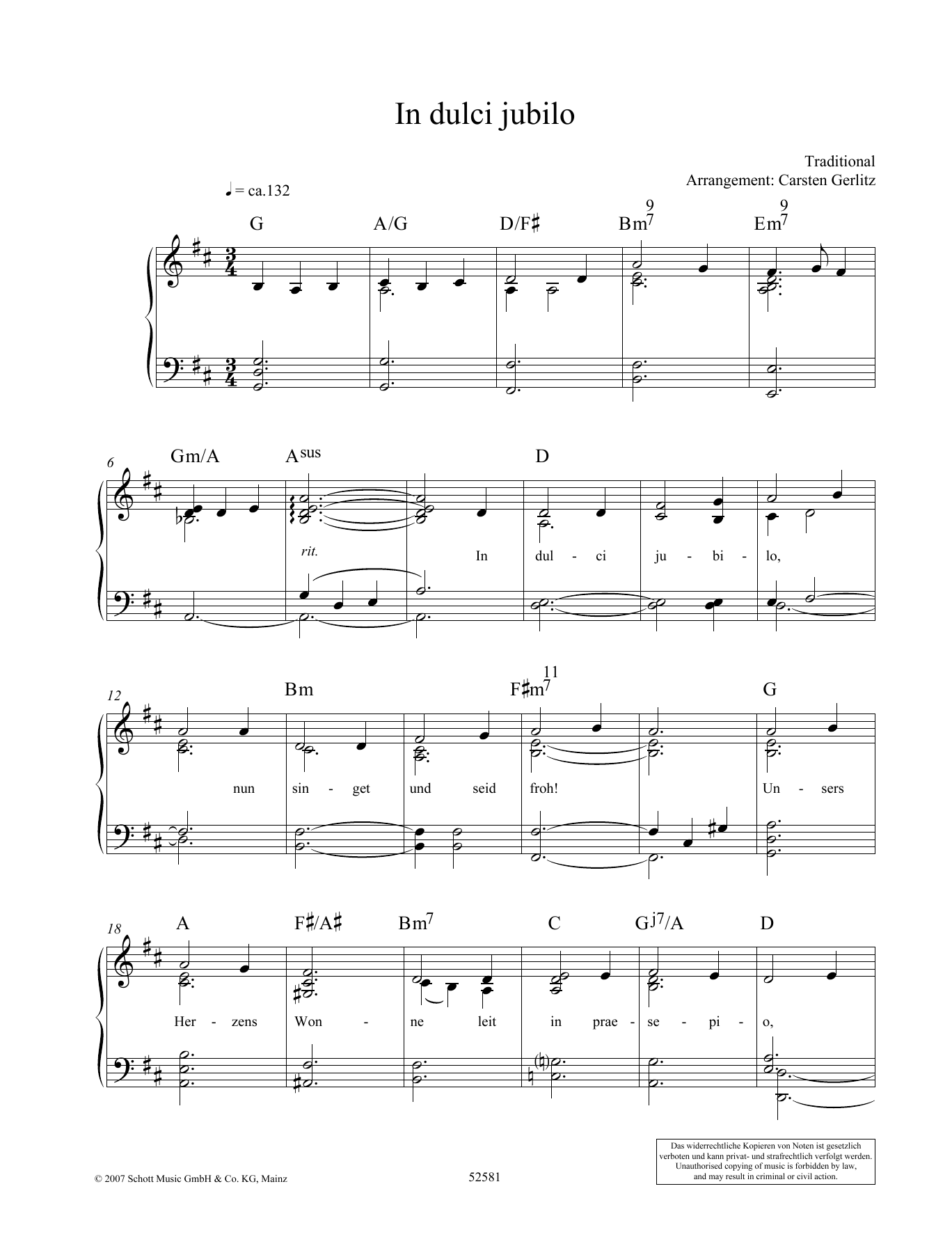 Carsten Gerlitz In Dulci Jubilo Sheet Music