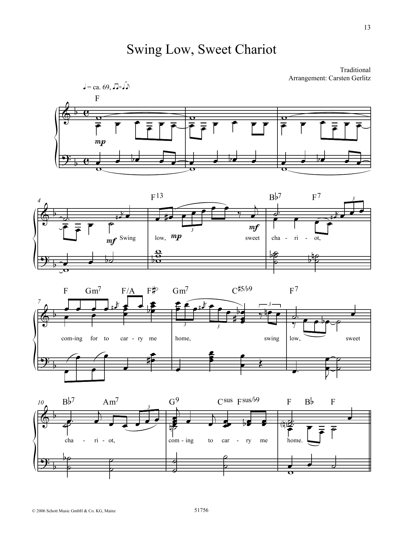 Carsten Gerlitz Swing Low, Sweet Chariot Sheet Music