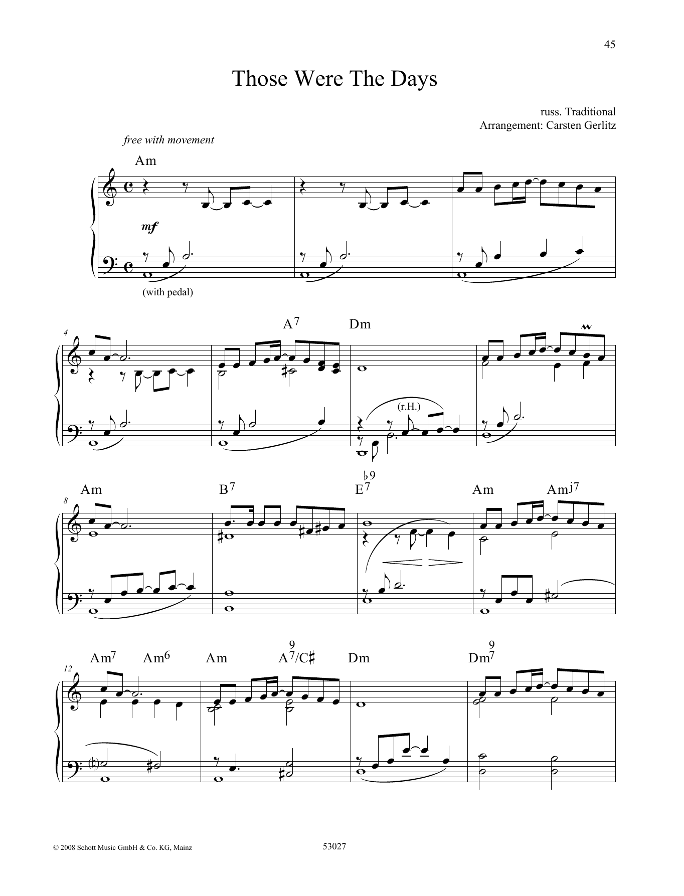 Carsten Gerlitz Those Were the Days Sheet Music