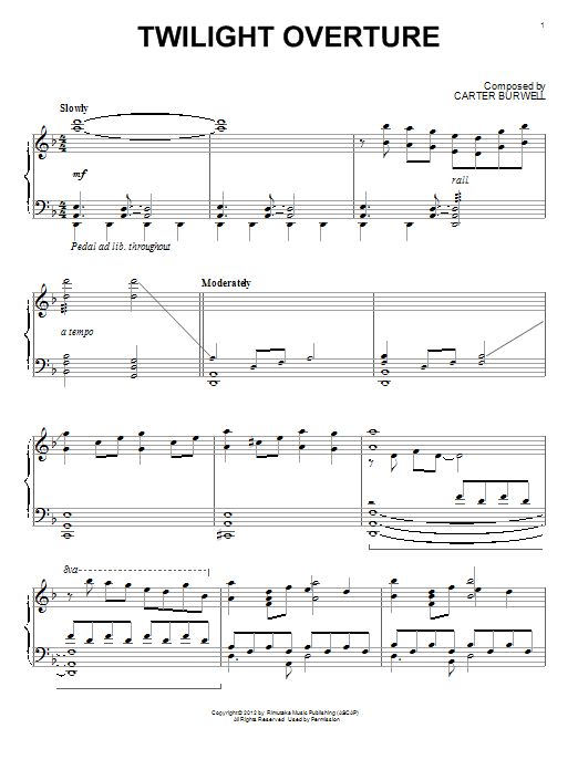 Carter Burwell Twilight Overture Sheet Music