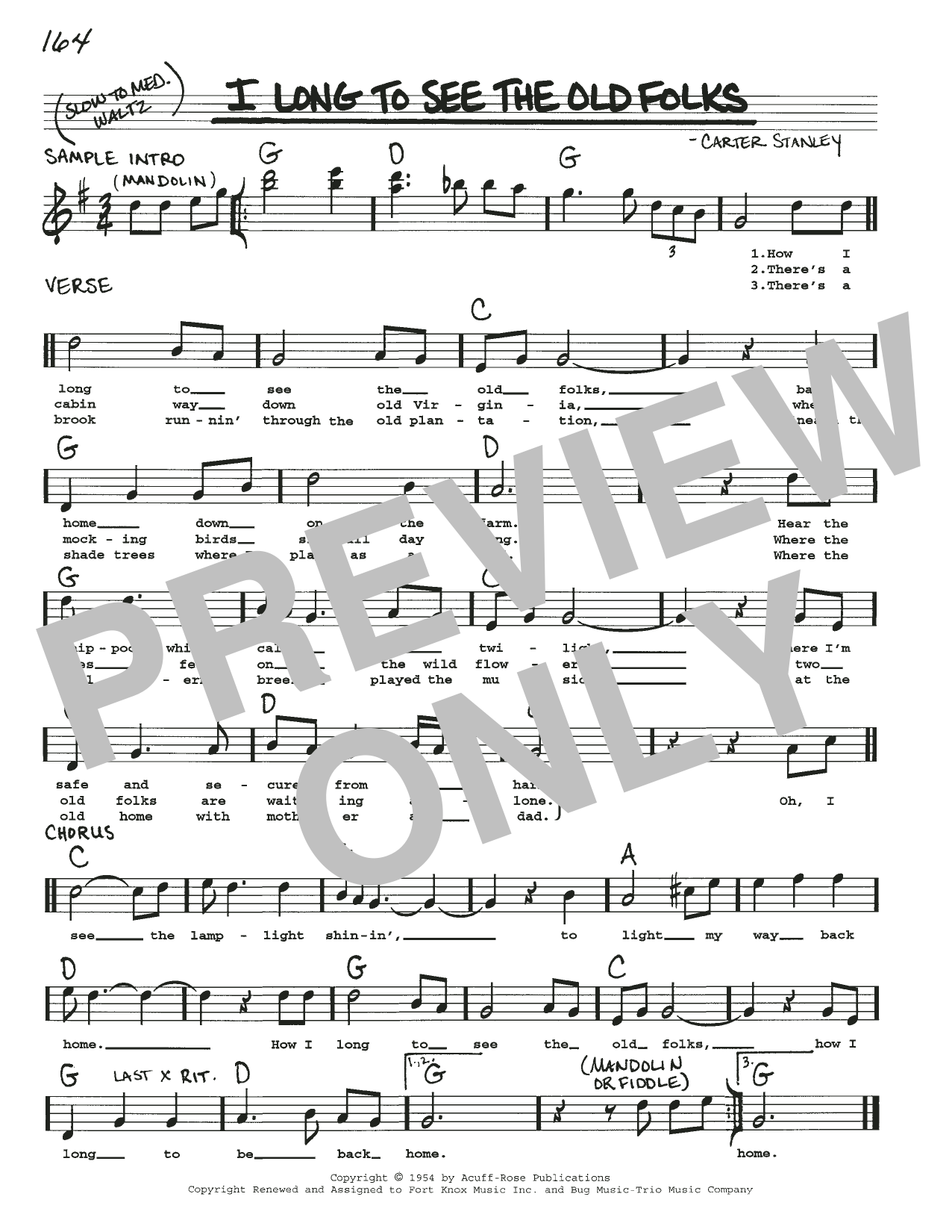 Carter Stanley I Long To See The Old Folks Sheet Music