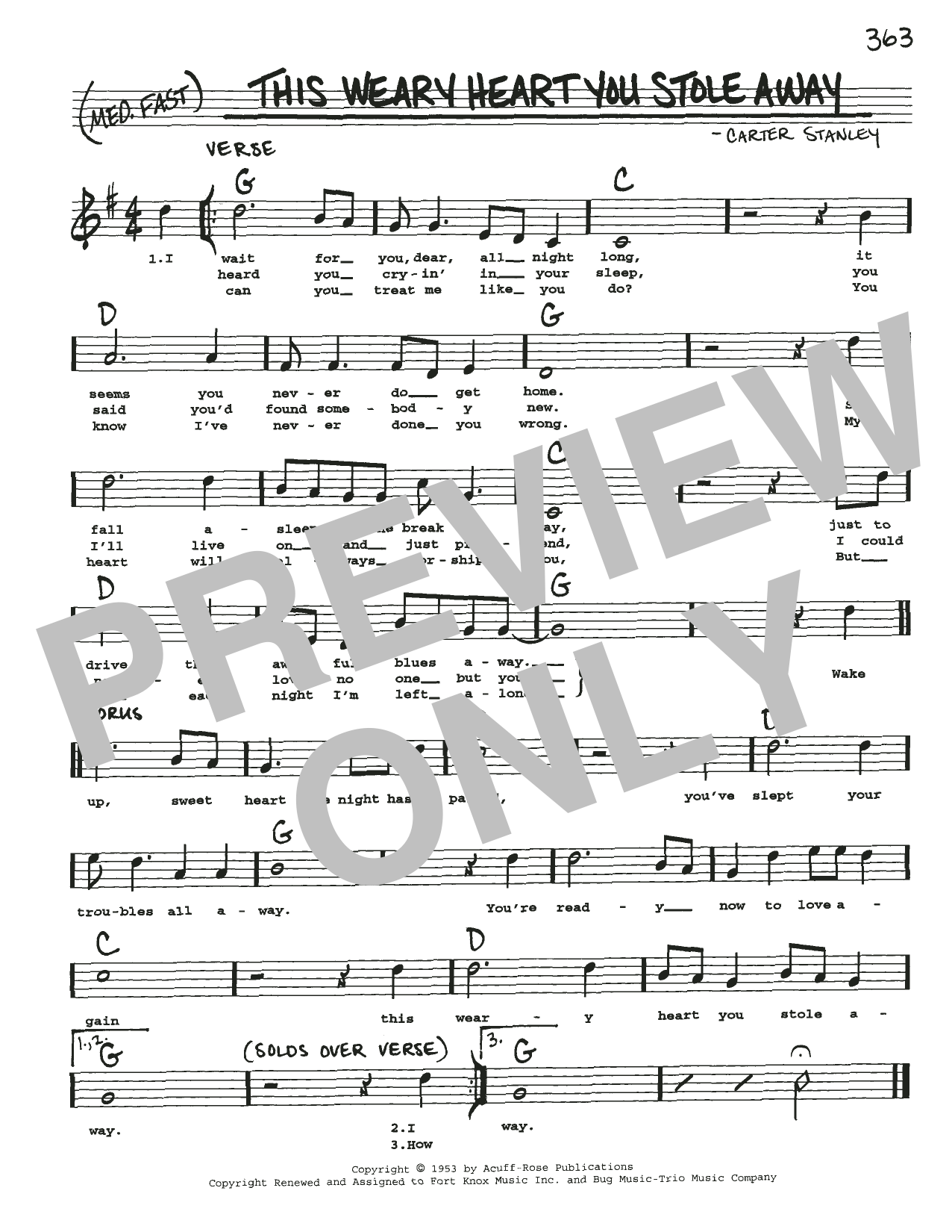 Carter Stanley This Weary Heart You Stole Away Sheet Music