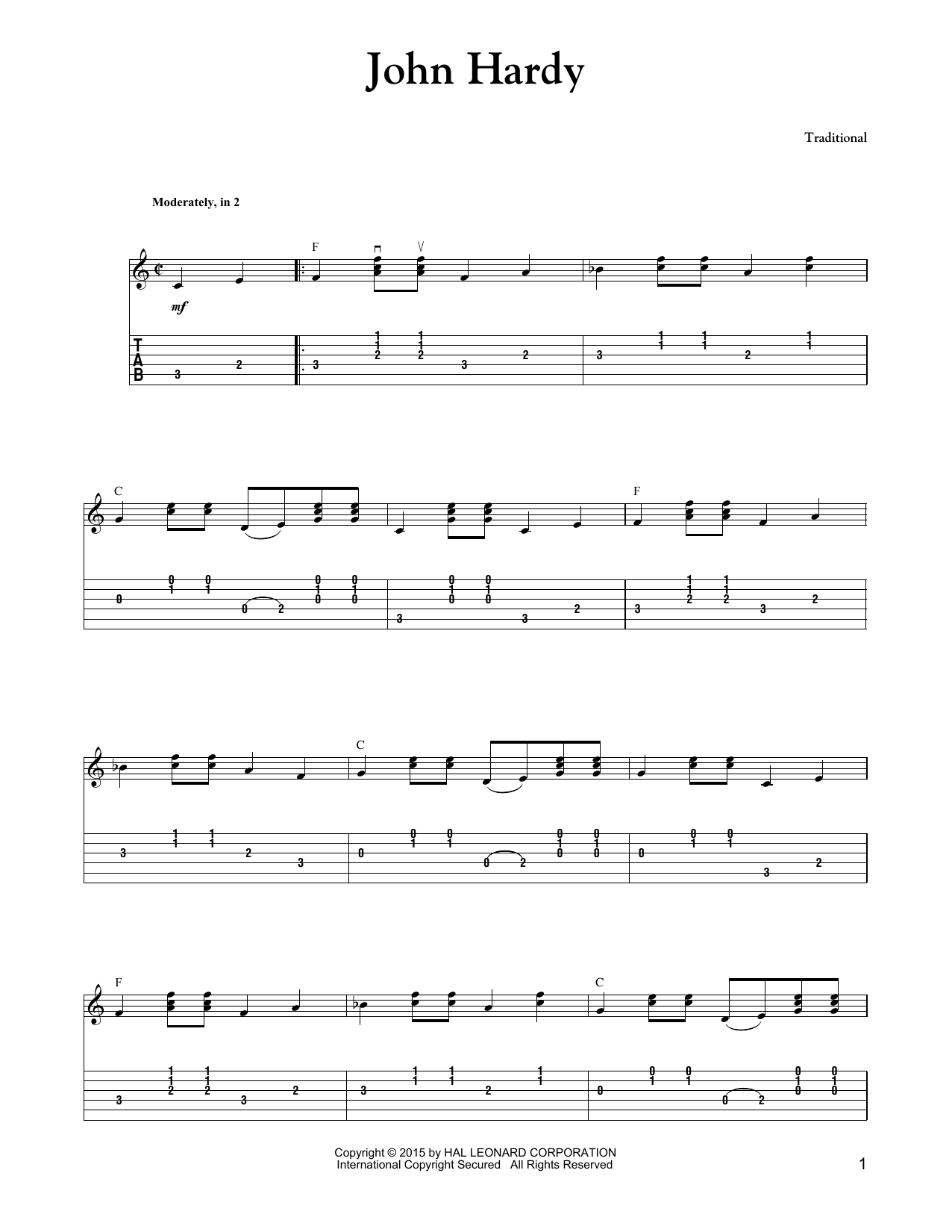 Carter Style Guitar John Hardy Sheet Music